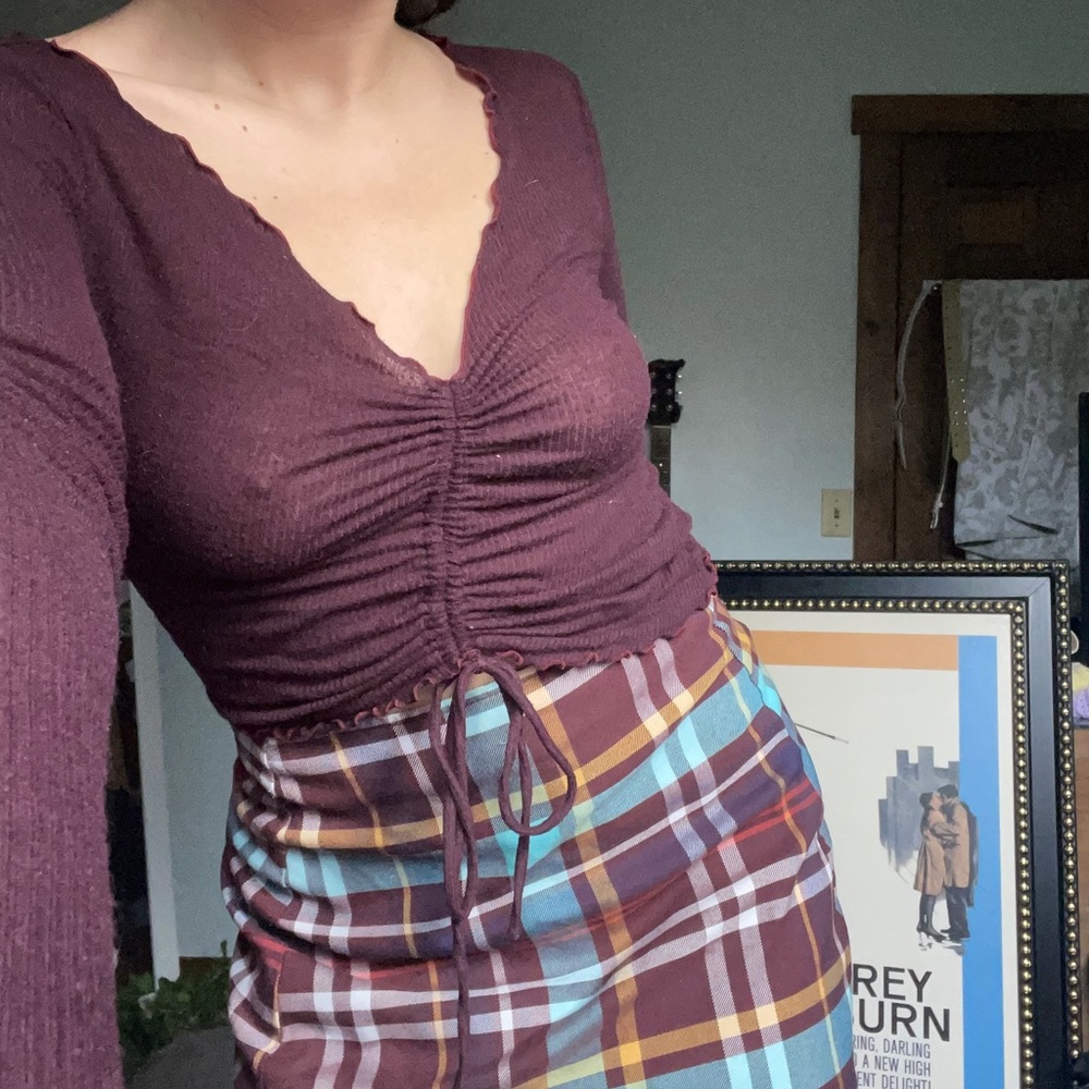 maroon plaid set